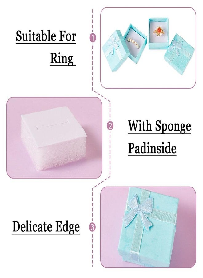 KISSITTY 12Pcs Cardboard Paper Ring Boxes Texture Square Ring Gift Boxes Ring Package Boxes with Sponge 1.65x1.65x1.02 Inch for Wedding Valentine Birthday (Pale Turquoise) - Image 4